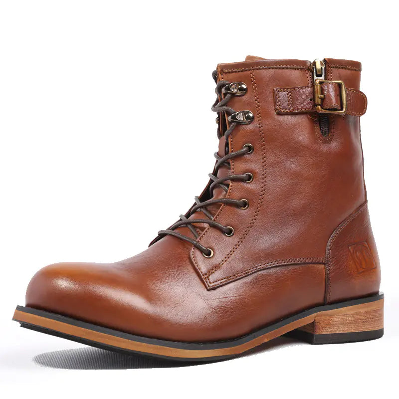 British Retro Round Toe Men's Leather Boots