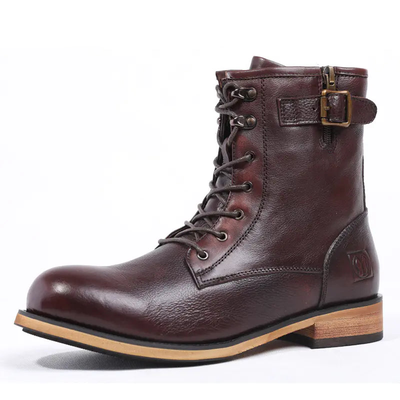 British Retro Round Toe Men's Leather Boots