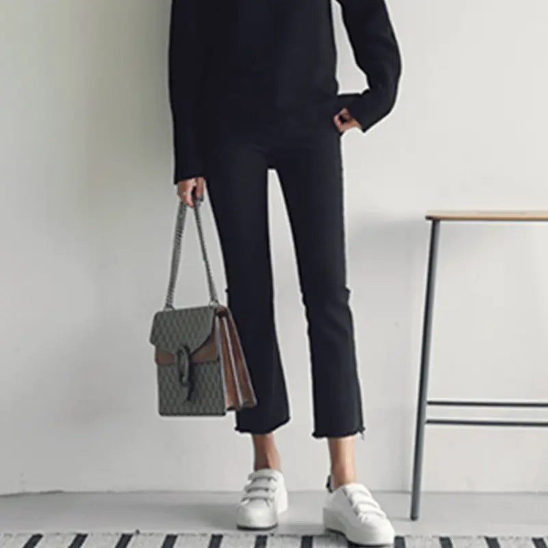 Loose Fit White Denim Women's High Waist Pants