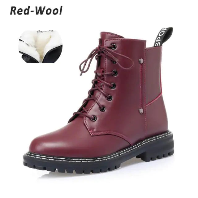 Genuine Leather Women's Chunky Heel Ankle Boots