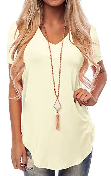V-Neck Short Sleeve Loose Tuxedo T-Shirt