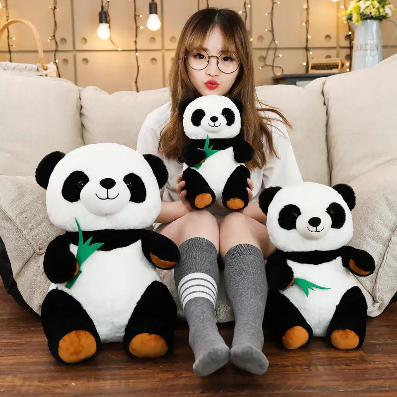 Panda Plush Toy with Bamboo Leaf Design