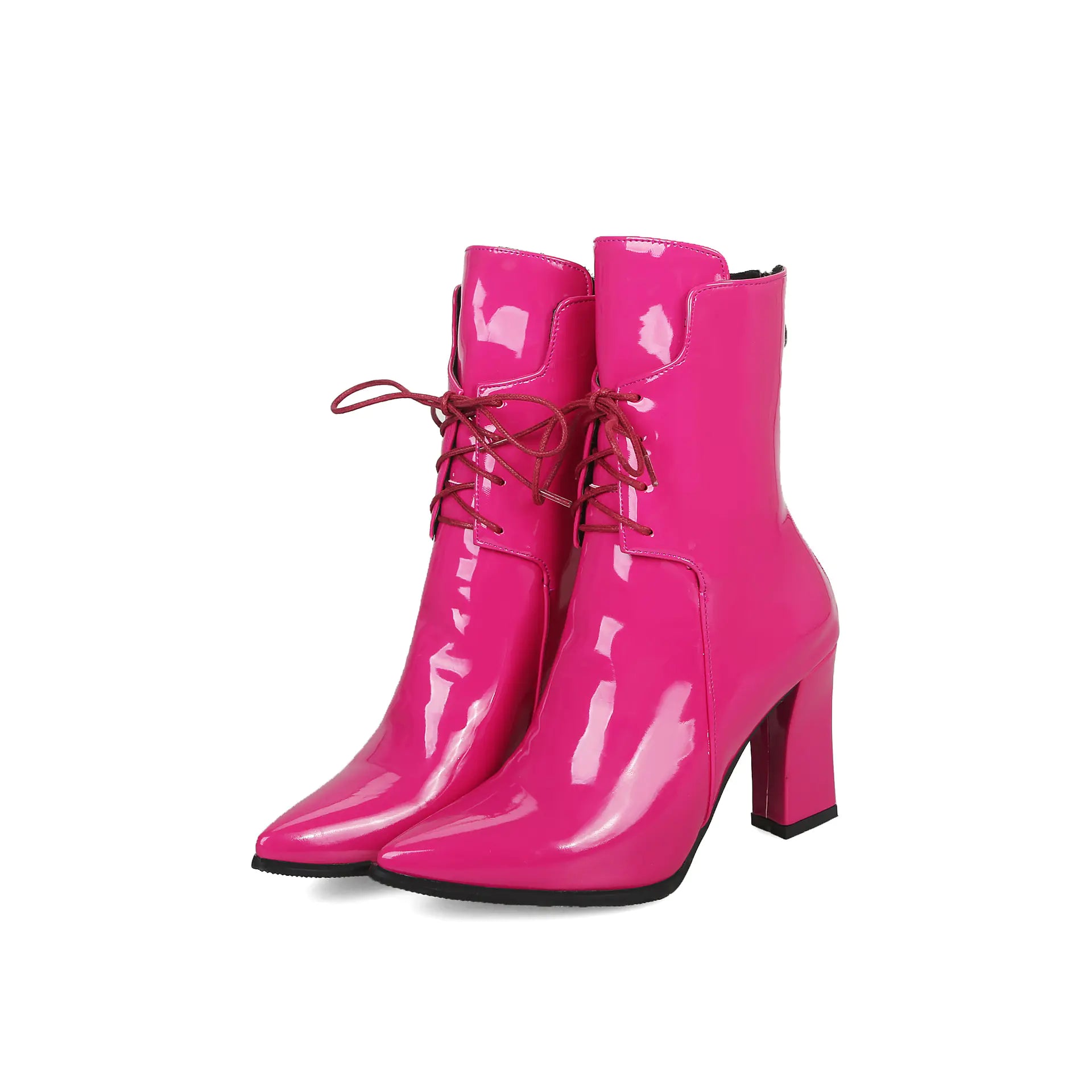 Botines de tacón grueso y punta fina para mujer