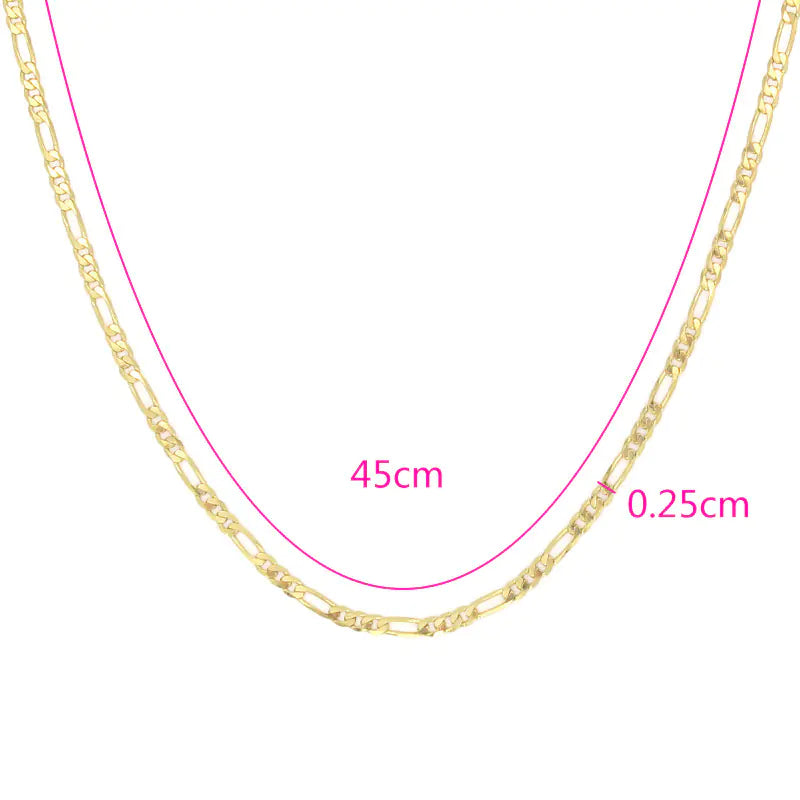 45cm Men's 18K Gold Plated Figaro Chain Necklace