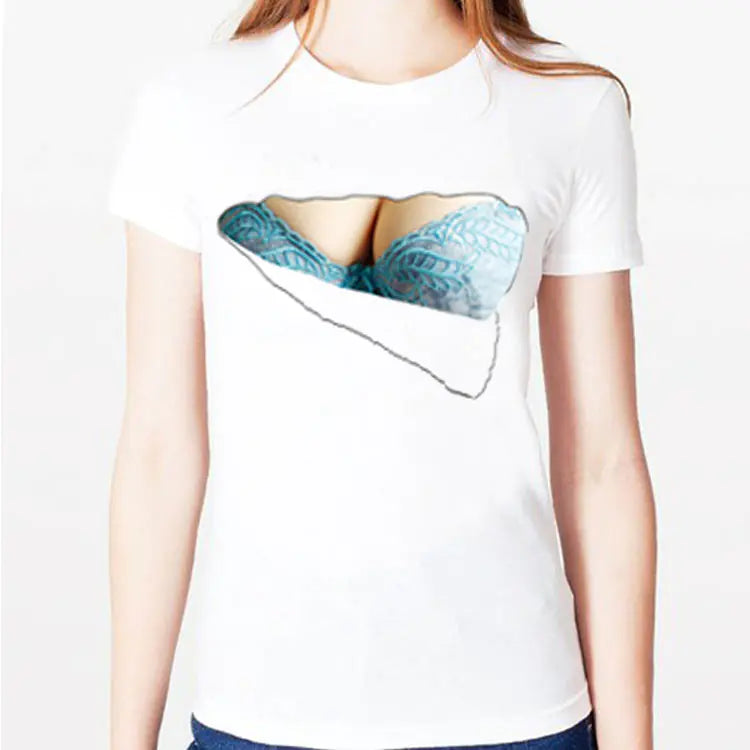 2018 Summer Funny 3D Graphic Busty T-Shirt