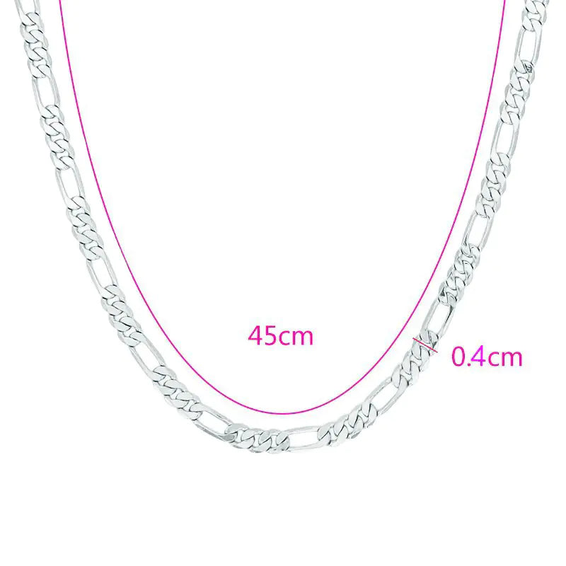 45cm Men's 18K Gold Plated Figaro Chain Necklace