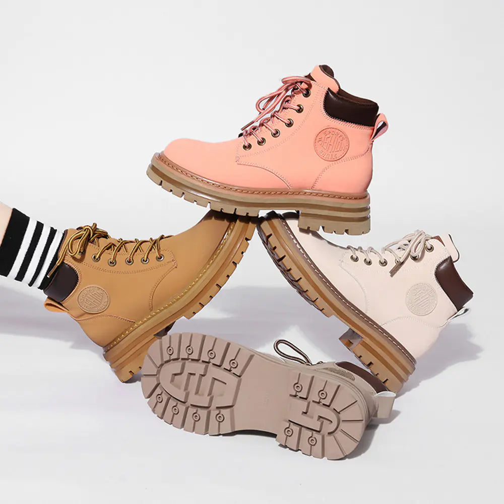 Women's Versatile Leather Thick Sole Martin Boots