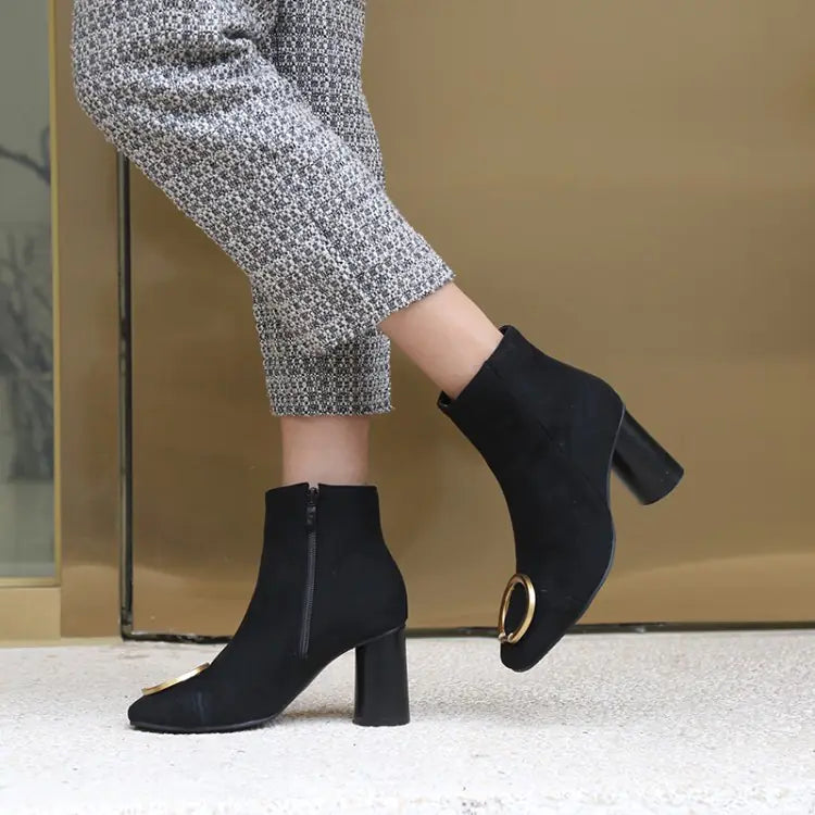 Classic Chunky Heel British Style Women's Boots