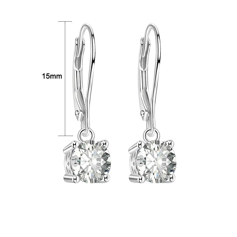 S925 Silver Single Diamond Zirconia Hoop Earrings