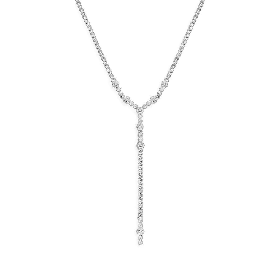 18K Gold-Plated Tassel Zircon Cuban Chain Necklace