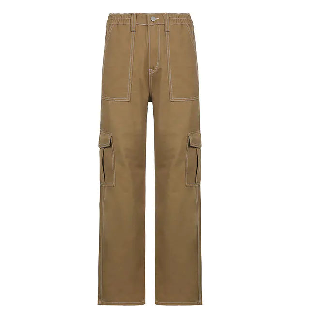 Wide Leg Cargo Pants for Women with Pockets