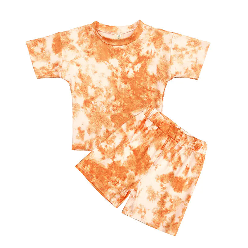 Summer Tie-Dye T-Shirt and Shorts Set for Girls