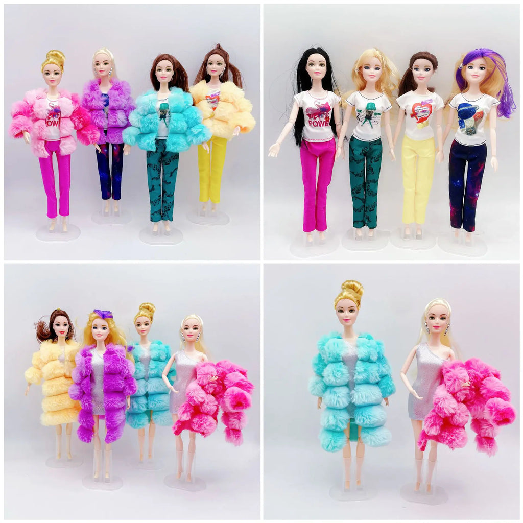 11 Inch Barbie Doll Clothes with Plush Short Coat Set