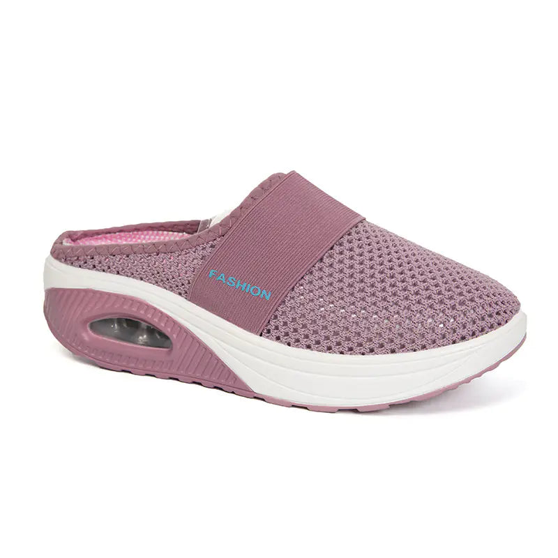 Plus Size Wedge Heel Baotou Mesh Casual Slippers