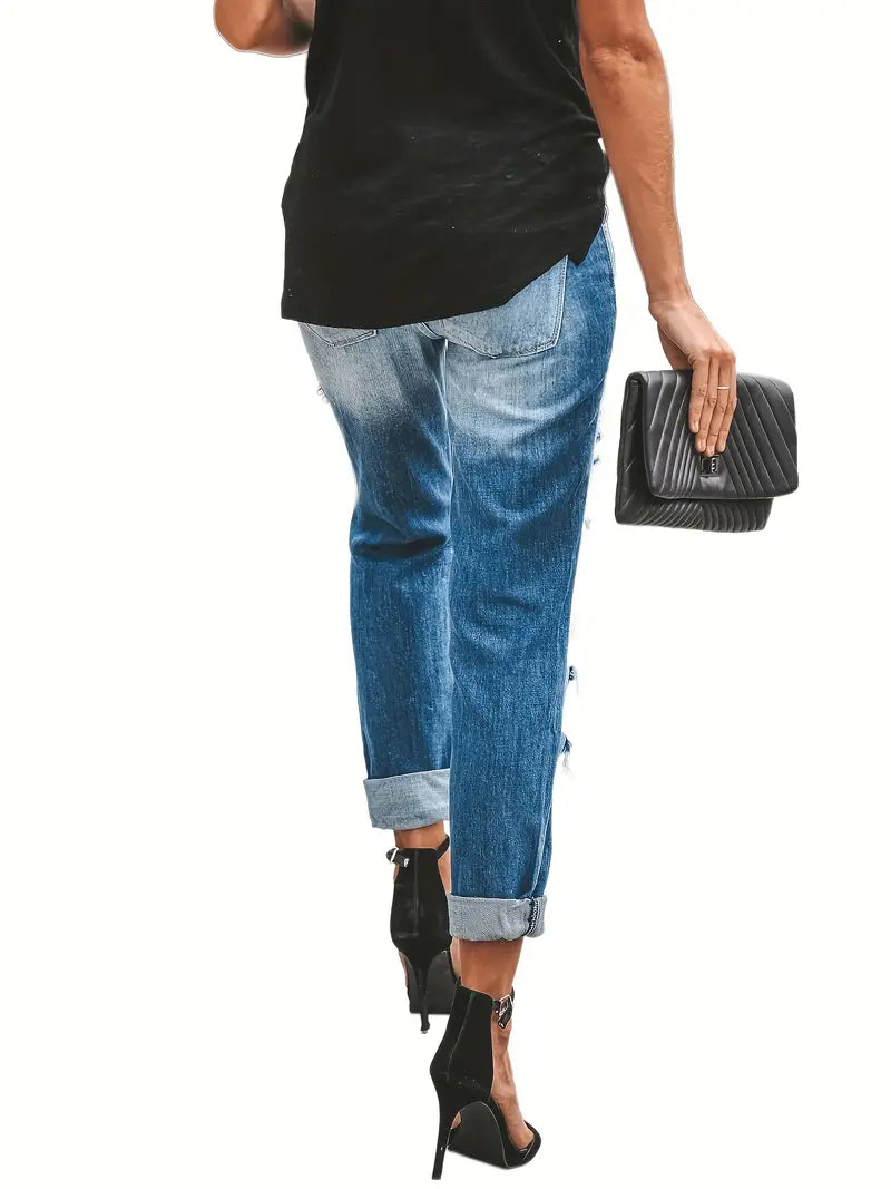 Women's Distressed Denim Cropped & Straight Leg Jeans