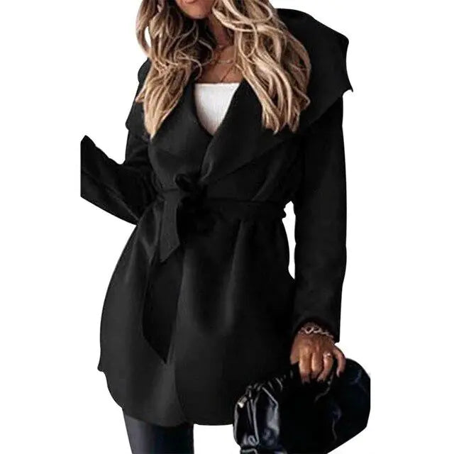Lace-Up Short Trench Coat Casual Jacket