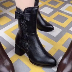 Botas de mujer de estilo británico de caña media con punta fina
