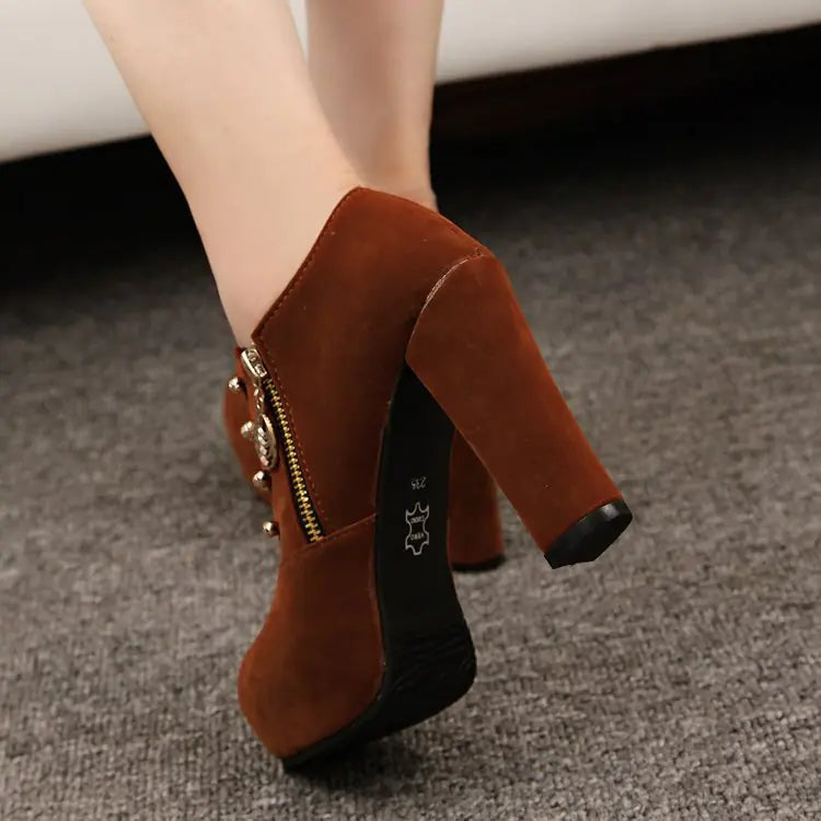 Botines Impermeables de Tacón Grueso para Mujer