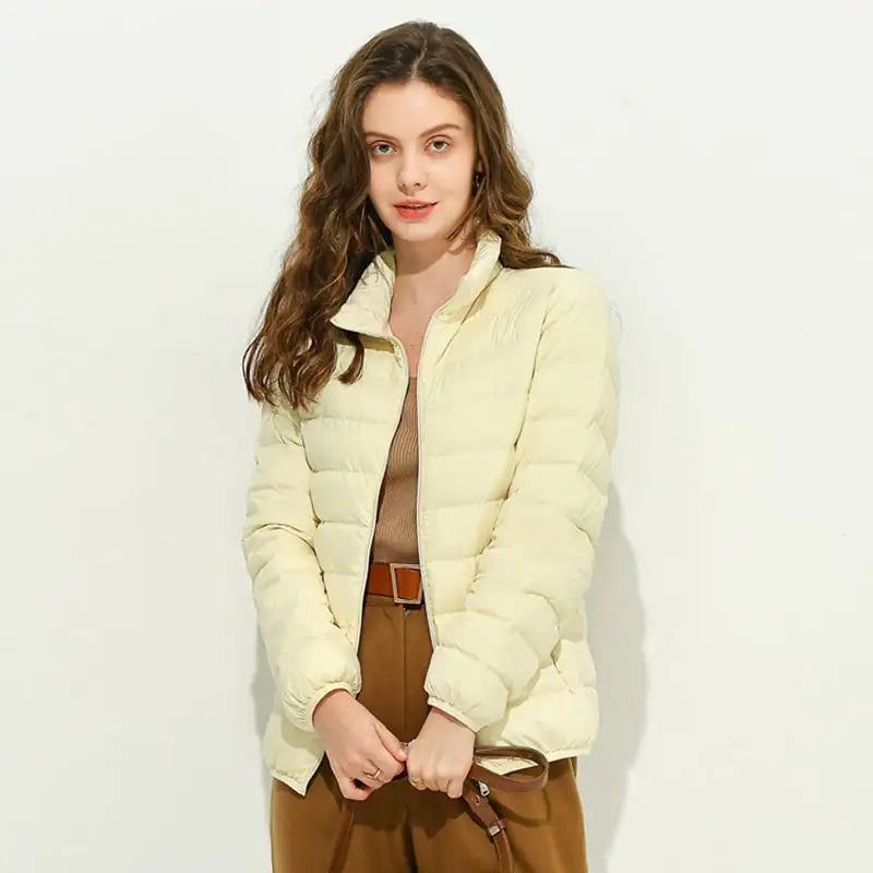Korean Style Stand-Collar Ladies Down Jacket for Fall/Winter