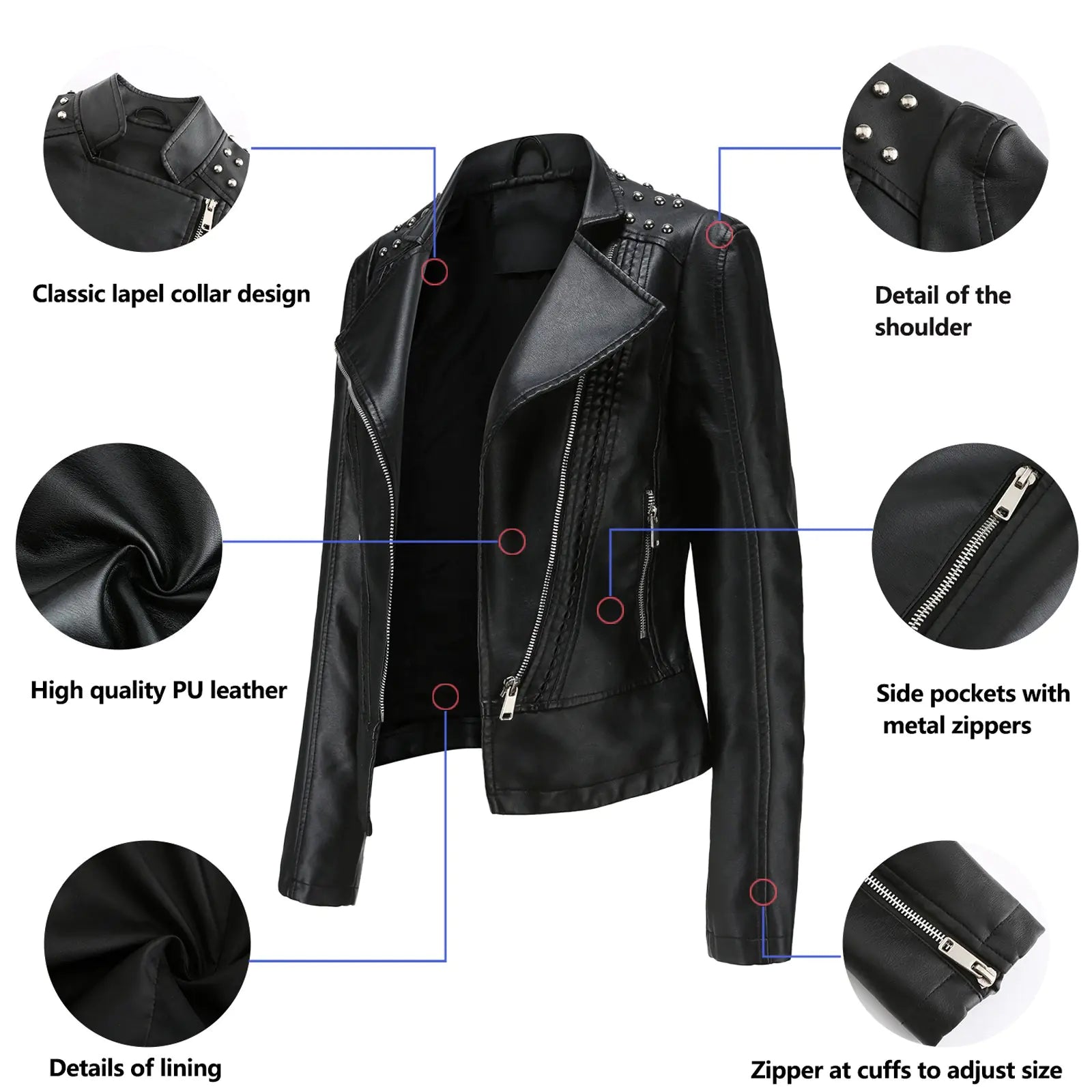 New Women's Slim Fit Leather Jacket for Spring/Fall