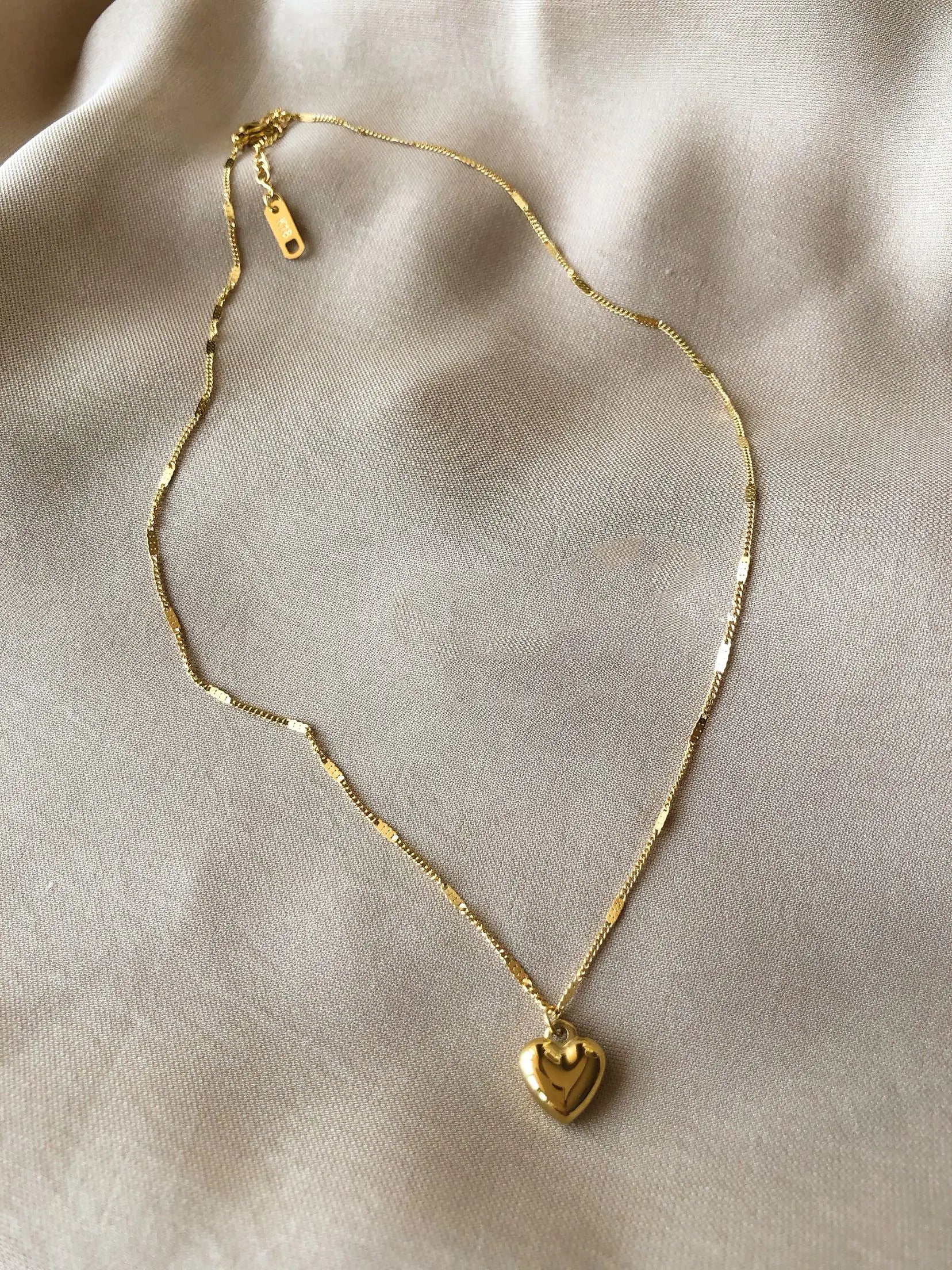 18K Gold Plated Titanium Steel Heart Necklace for Women