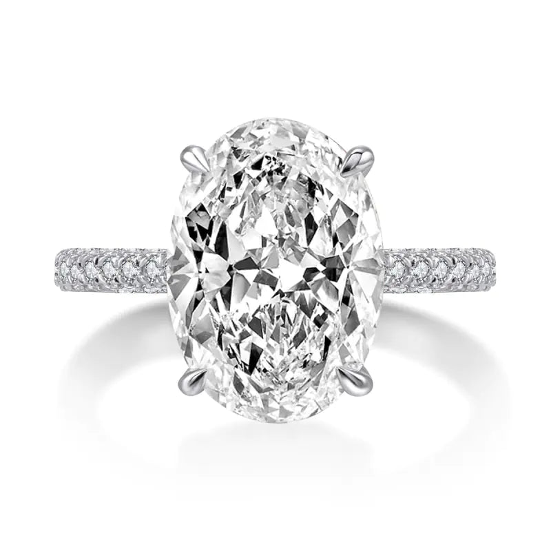 SONA 925 Silver Ring with 5-Carat Oval Cut Simulated Diamond