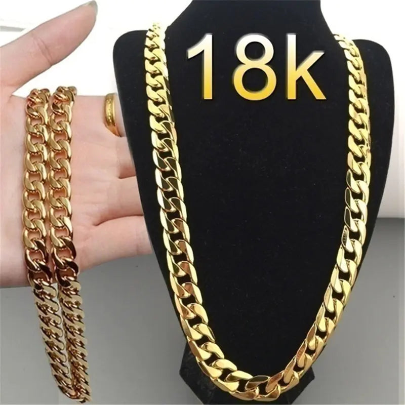 Unisex 18K Gold Plated Cuban Chain Necklace