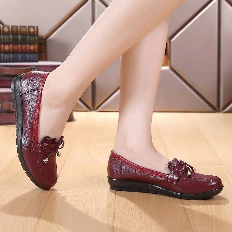 Spring Autumn Women's Leather Wedge Casual Flats