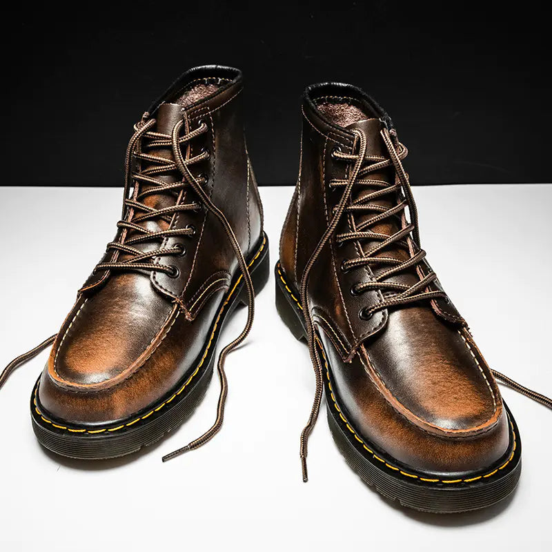 Botas altas Martin de piel de vacuno a la moda para hombre