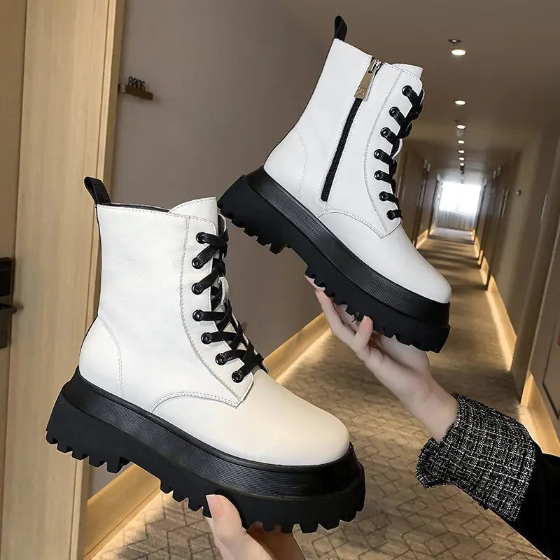 Botas Martin para mujer con suela gruesa blanca - Otoño/Invierno