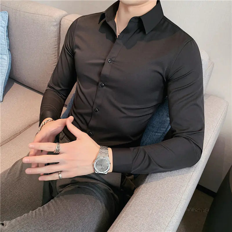 Summer Men's Slim Fit Long Sleeve Shirt