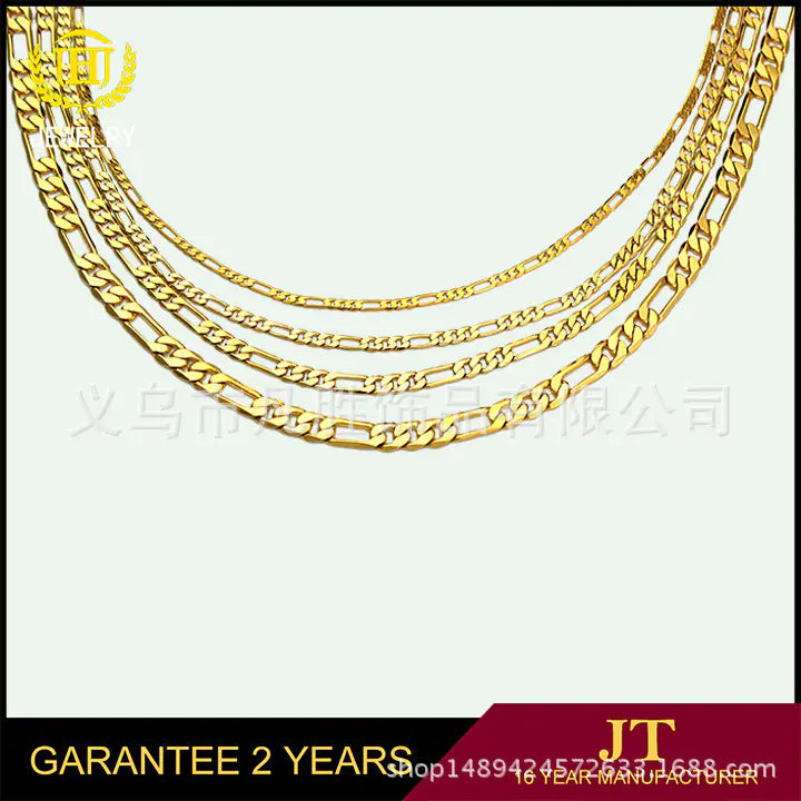 45cm Men's 18K Gold Plated Figaro Chain Necklace