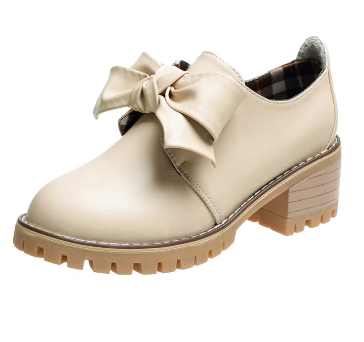 Women's Martin Boots, British Style Chunky Heels, Bow Shoes