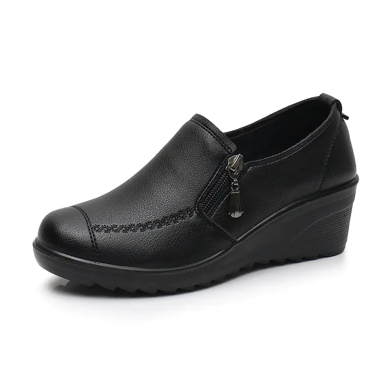 Spring Autumn Women's Leather Wedge Shoes