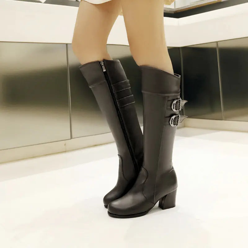 New Women's Waterproof Chunky Heel Martin Boots