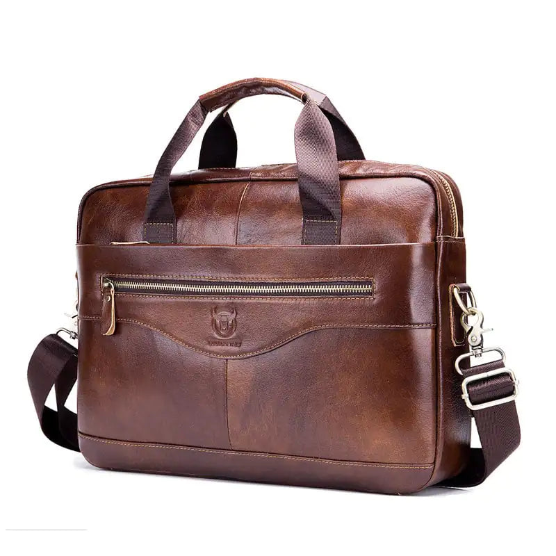 Men's Leather Laptop Briefcase - Top Layer Cowhide
