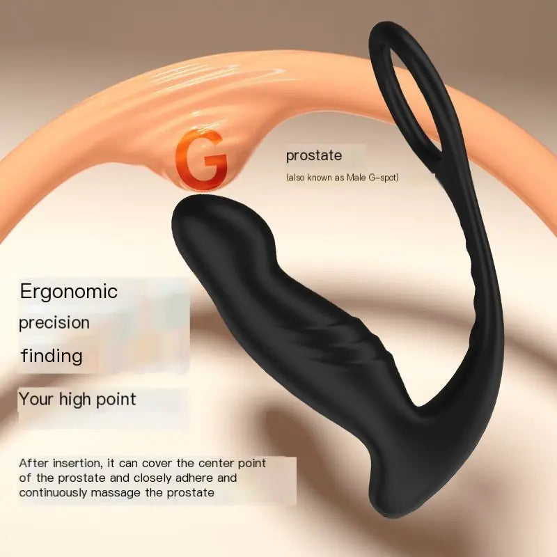 "Prostate Massager with Vibrating Cock Ring and Remote"