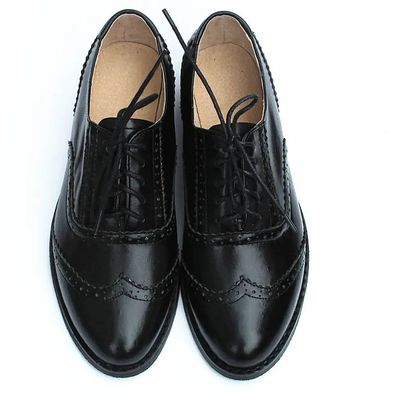 Women's British Style Pointed Toe Leather Flats