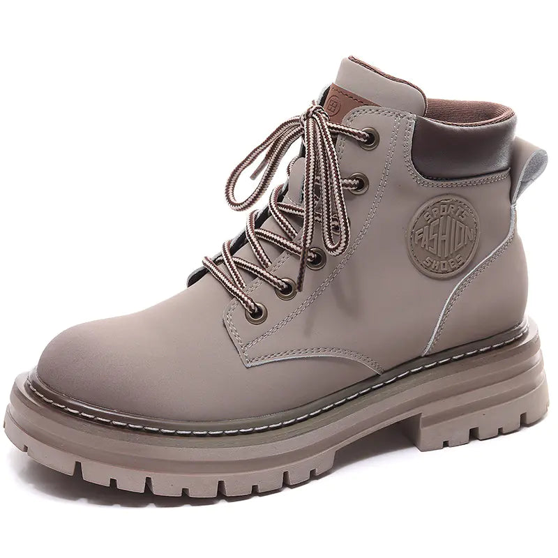 Women's Versatile Leather Thick Sole Martin Boots