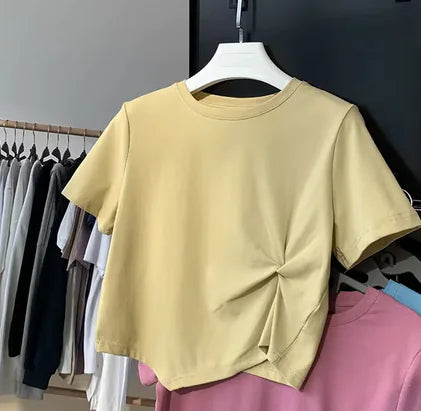 Irregular Short-Sleeved T-Shirt for Women (Single Piece)