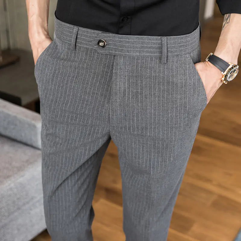 Men's Slim Fit Vertical Stripe Casual Pants