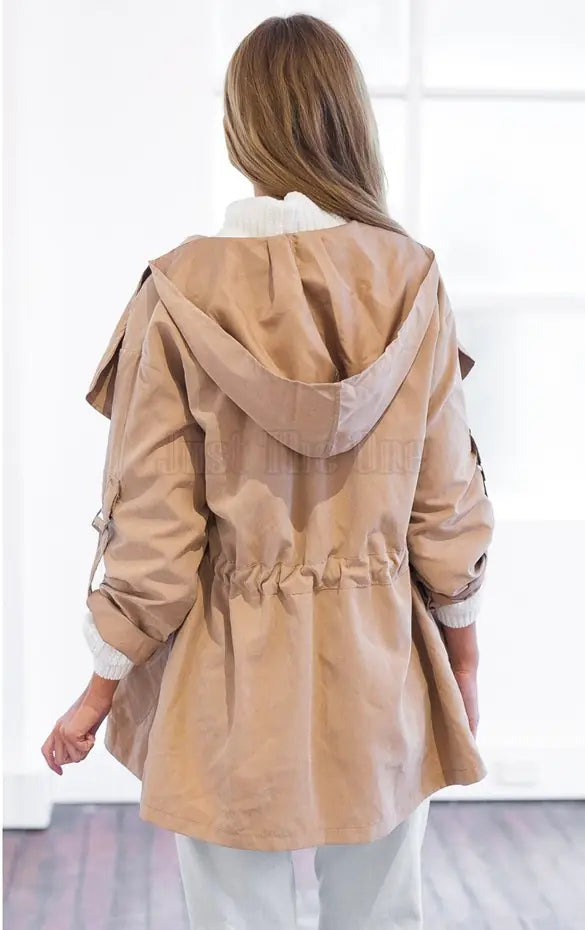 Lightweight Hooded Trench Coat (Mid-Length)