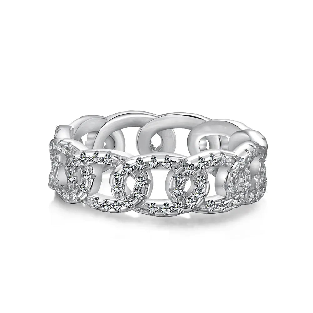S925 Silver Zirconia Simulated Diamond Ring Stack