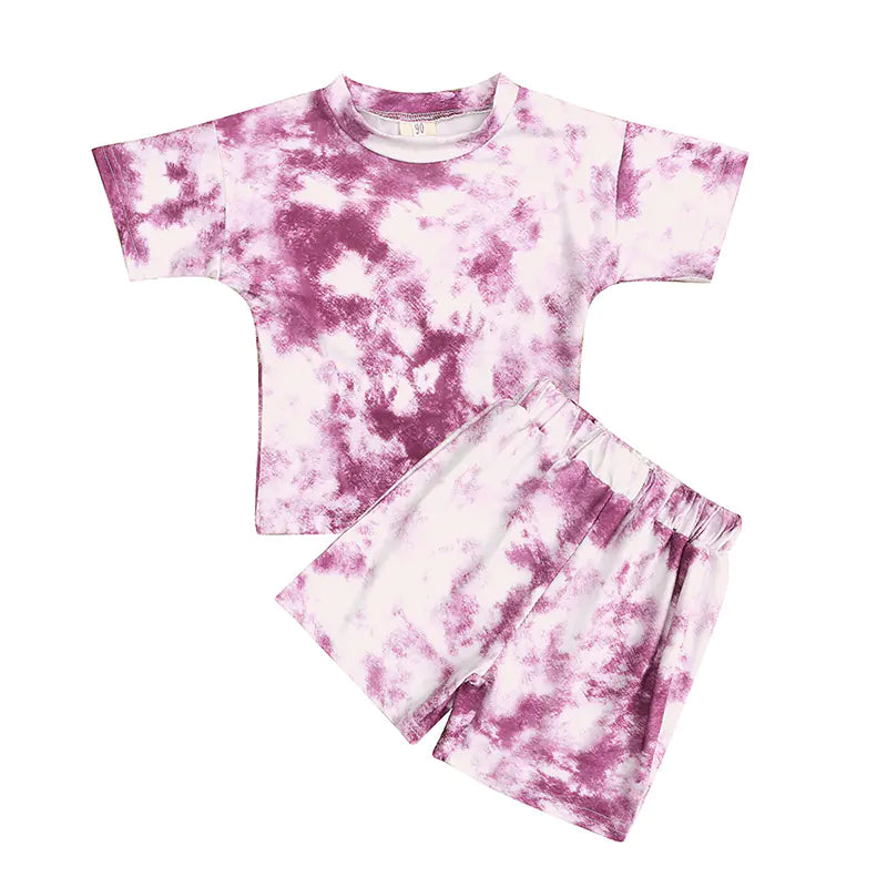 Summer Tie-Dye T-Shirt and Shorts Set for Girls