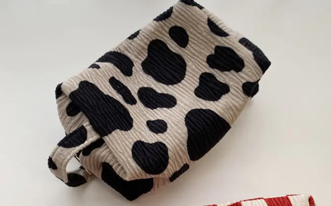 Cow Pattern Makeup Bag - Portable Toiletry Organizer