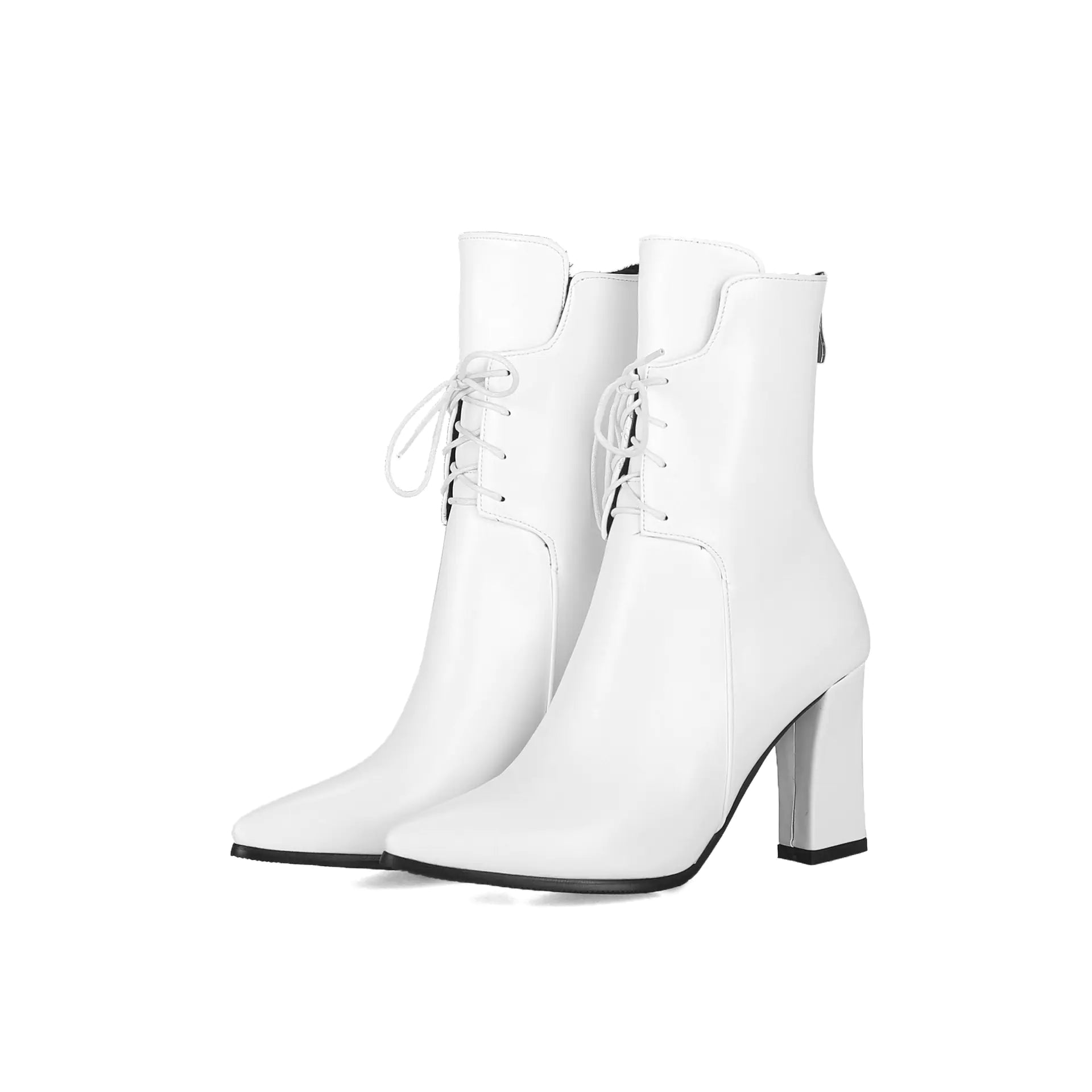 Botines de tacón grueso y punta fina para mujer