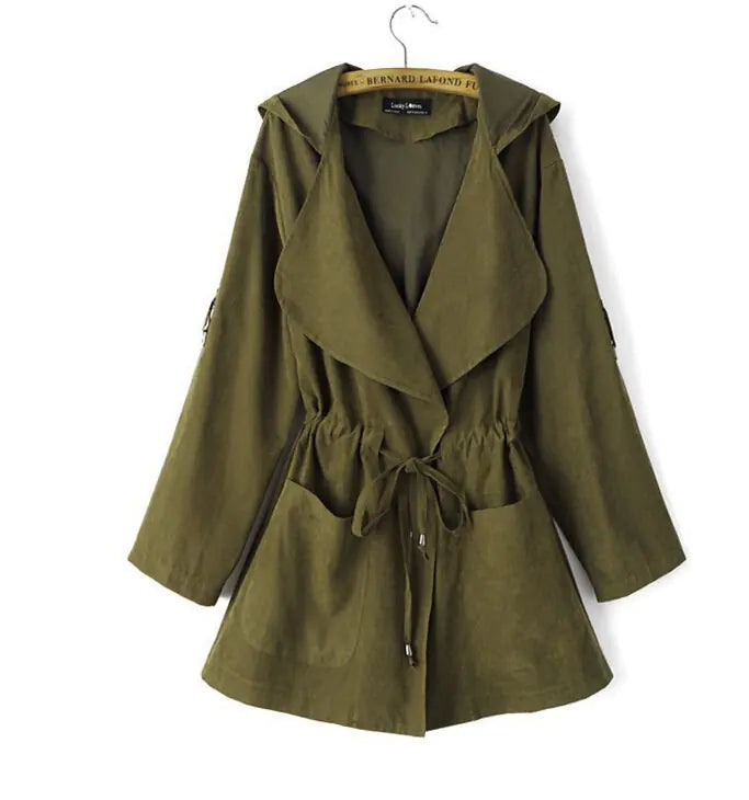 Lightweight Hooded Trench Coat (Mid-Length)