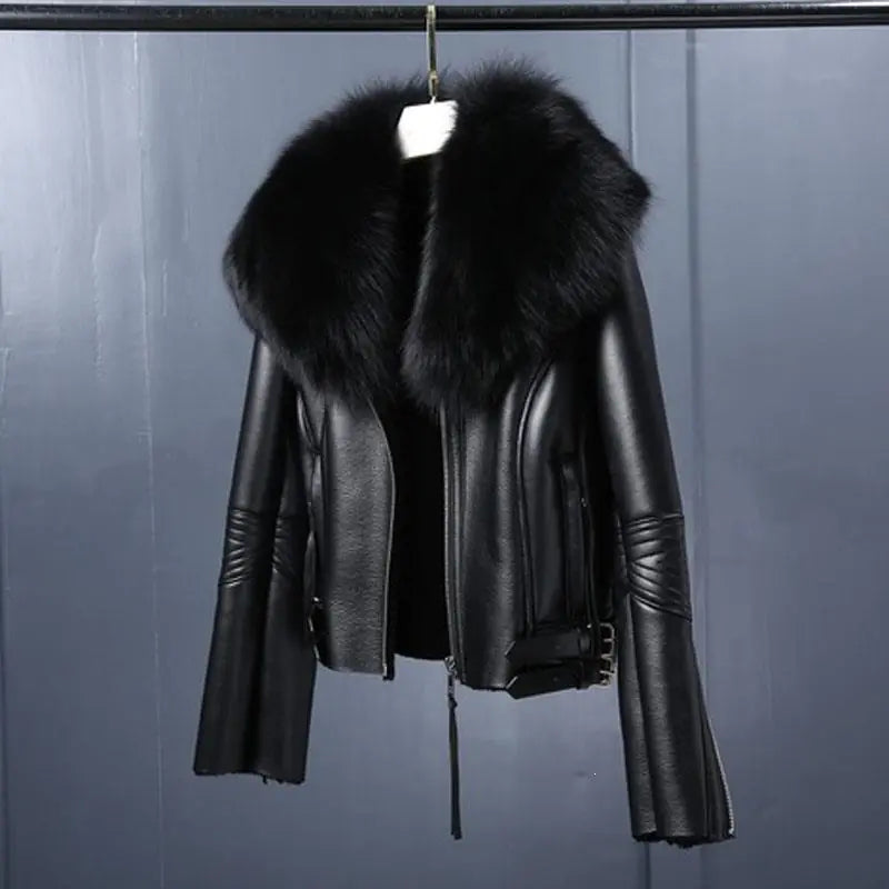 Zipper Slim Fit Short Faux Leather Jacket