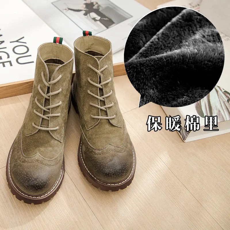 Botas Martin retro de ante con suela gruesa para mujer