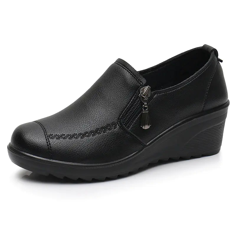 Spring Autumn Women's Leather Wedge Shoes